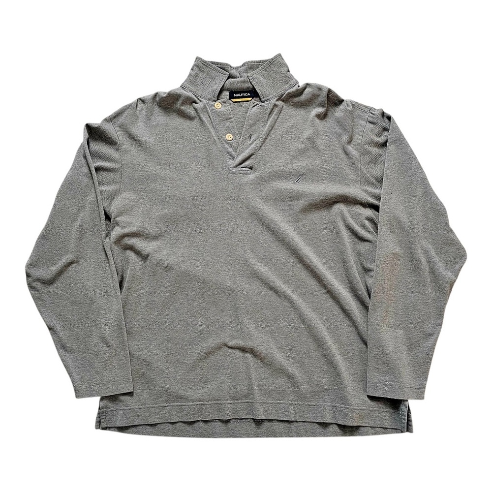 Nautica Men's Gray Long Sleeve Polo Size M